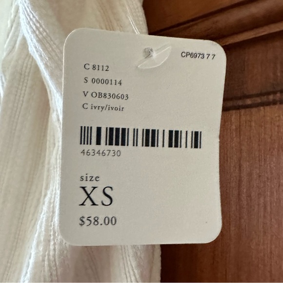 NWT FP ivory pointelle lace-up tank - Picture 3 of 5